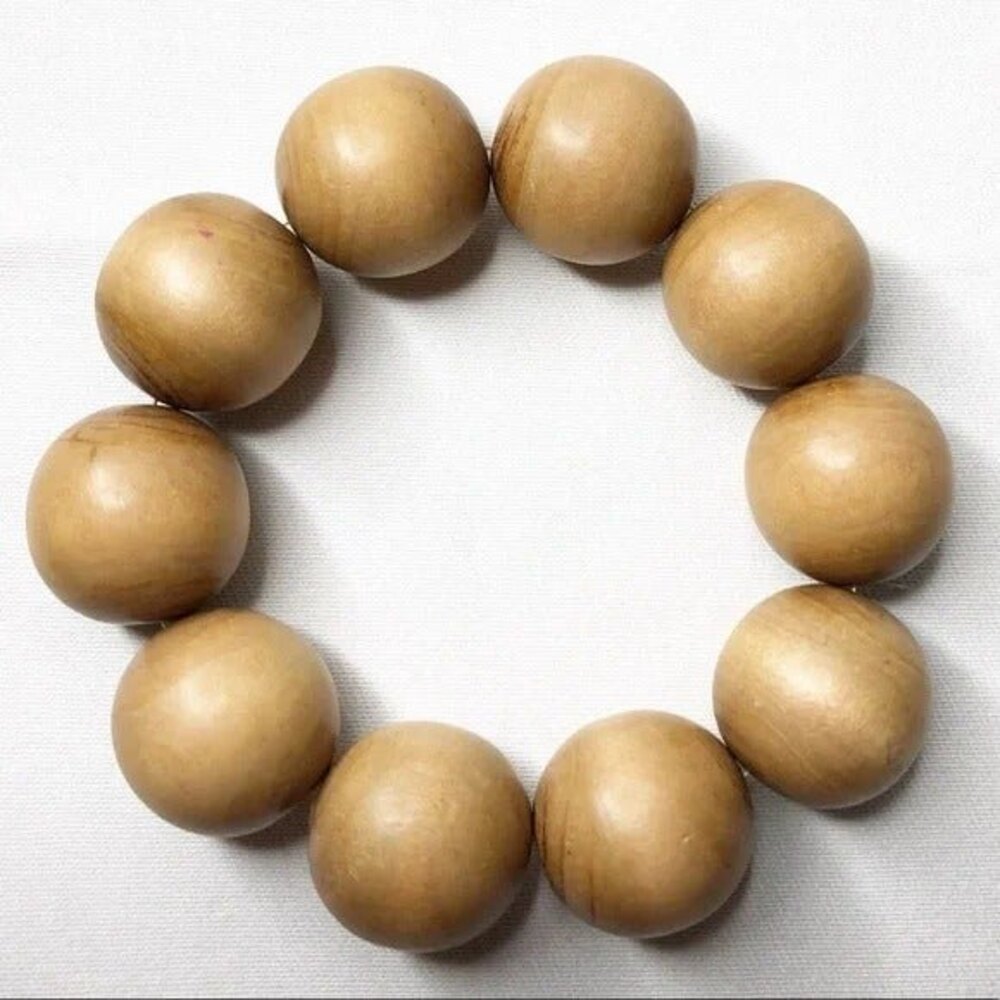 Two Chunky Wooden Bead Stretch Bracelets - Picture 4 of 9
